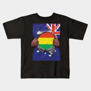 Bolivia Flag Australian Flag Ripped - Gift for Bolivian From Bolivia Kids T-Shirt